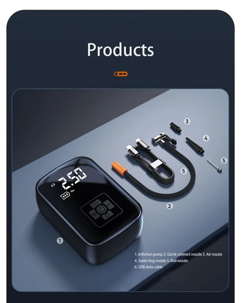 Car Tire Inflator Mini Air Compressor 12V 150PSI Portable Electric Air Pump  For Motorcycle Bicycle Tire Air Filling Pump ﻿